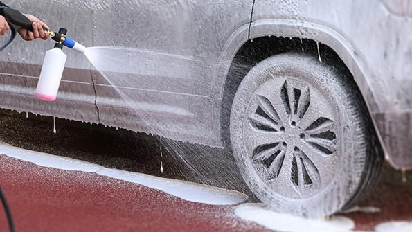 Applying Foam on car using Carcarez Snow Foam Lance - Pressure Jet Washer Blog Image