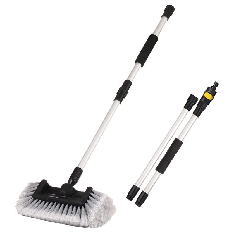 12" Flow-Thru Brush Head w. Adjustable Pole & On/Off Switch (1.3'-5 ft. Extension) - CarCarez Auto Detailing Products and Car Wash Supplies