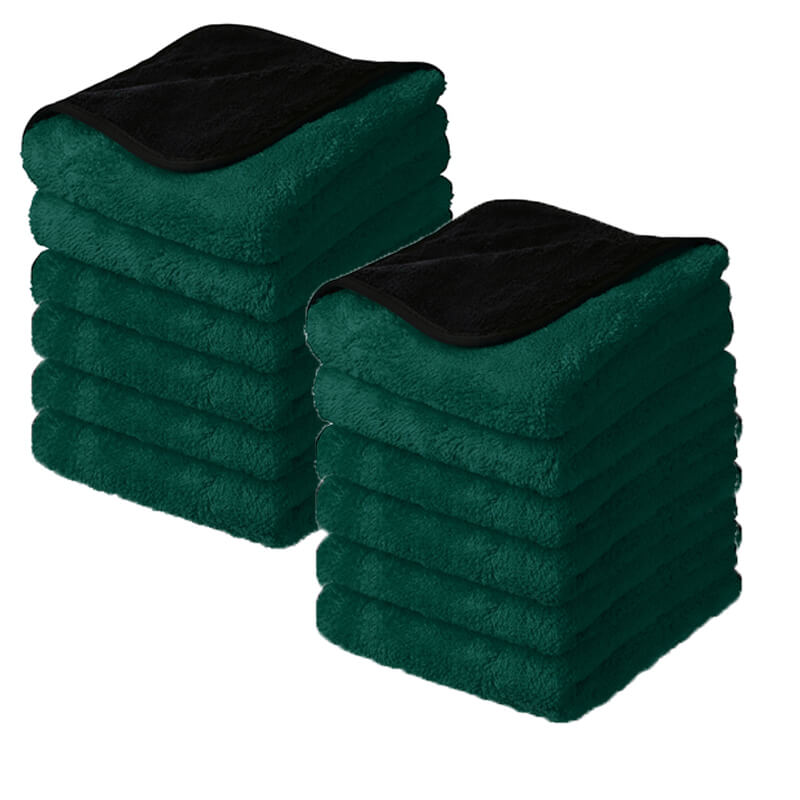 Royal Coral Fleece Microfiber Towel (16"x16", 880GSM), Pack of 12 - CarCarez Auto Detailing Products and Car Wash Supplies