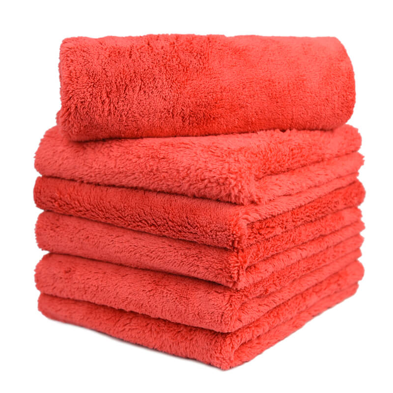 6 Pcs Edgeless Coral Fleece Microfiber Towel (16"x16", 450GSM, ) - CarCarez Auto Detailing Products and Car Wash Supplies
