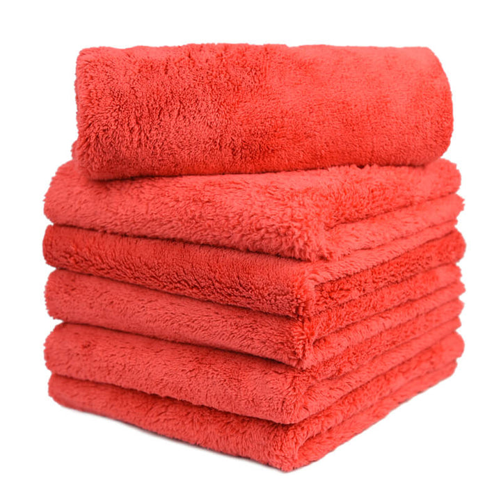 6 Pcs Edgeless Coral Fleece Microfiber Towel (16"x16", 450GSM, ) - CarCarez Auto Detailing Products and Car Wash Supplies