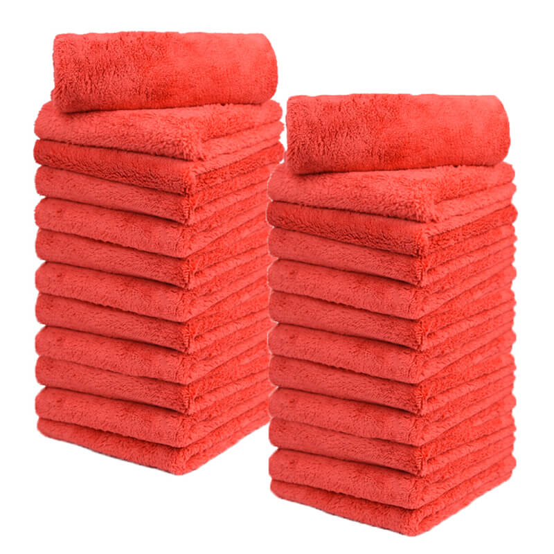 24 Pcs Edgeless Coral Fleece Microfiber Towel (16"x16", 450GSM, ) - CarCarez Auto Detailing Products and Car Wash Supplies