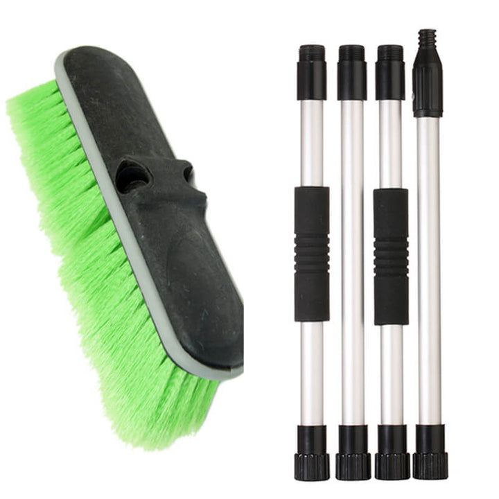 10" green Flow-Thru Brush Head w. Adjustable Pole - CarCarez Auto Detailing Products and Car Wash Supplies