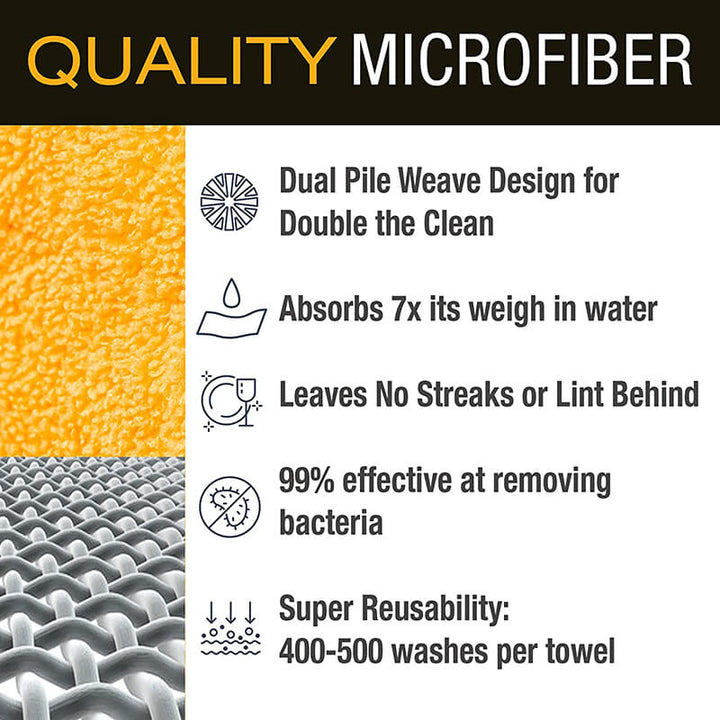 Long/Short Hair Microfiber Towel (16"x16", 380GSM, Pack of 24) - CarCarez Auto Detailing Products and Car Wash Supplies