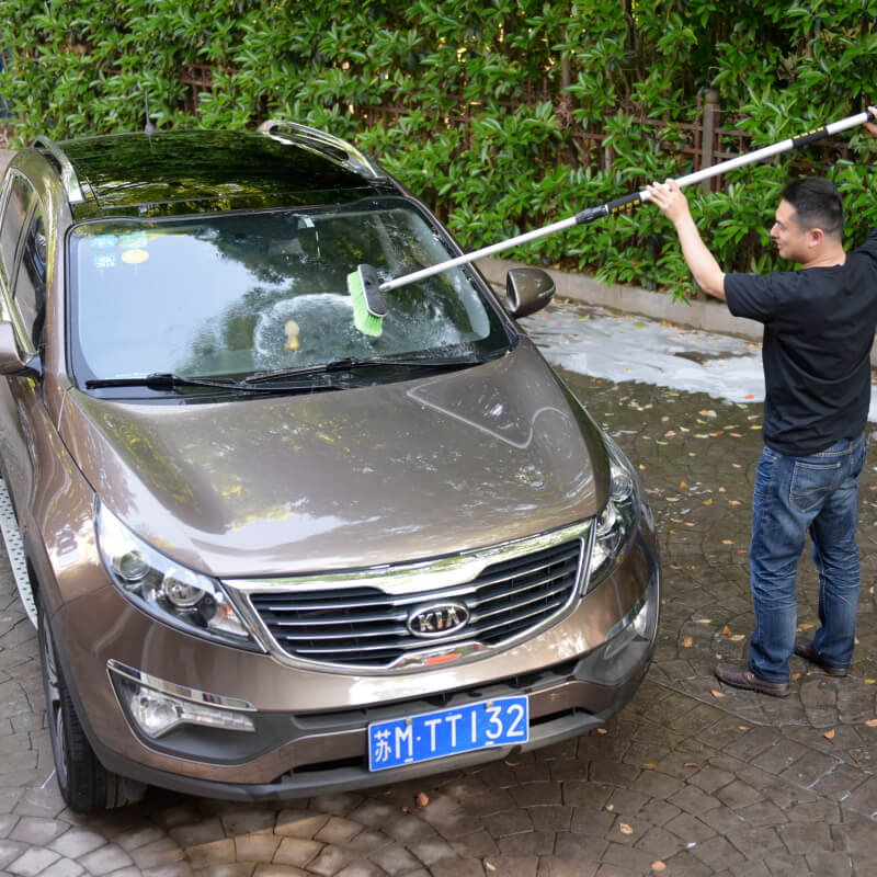 10" green Flow-Thru Brush Head w. Adjustable Pole - CarCarez Auto Detailing Products and Car Wash Supplies