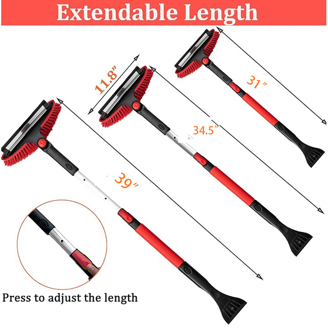 Windshield ice scraper with a sturdy handle and sharp edge, designed for removing ice and frost from car windows.