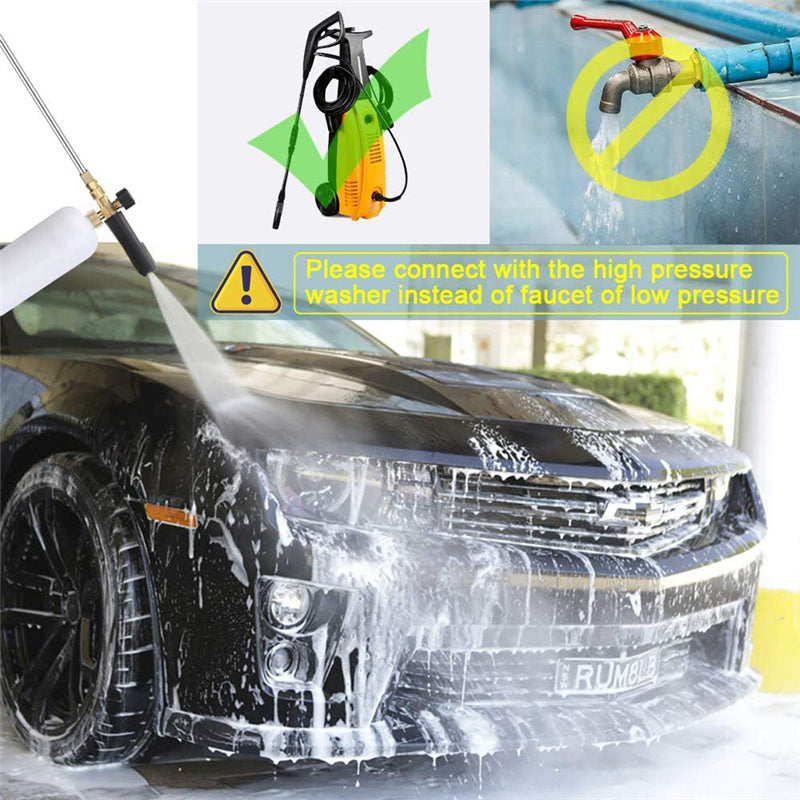 1/4" Snow Foam Washer Gun Car Wash Soap Lance Cannon Spray Pressure Jet Bottle - CarCarez Auto Detailing Products and Car Wash Supplies