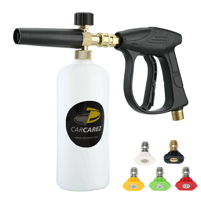 Pressure Washer Snow Foam Cannon Lance Gun, 1l Adjustable 1/4 Quick  Release Foam Cannon Bottle Soap Dispenser With 5 Color Nozzles And Foam  Lance Gun