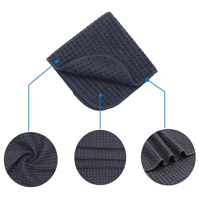 Waffle Weave Microfiber Towel (16"x16", 400GSM, Pack of 12) - CarCarez Auto Detailing Products and Car Wash Supplies