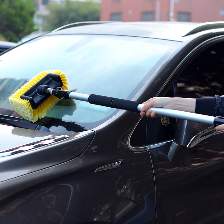 Car Wash 10" Brush Head with Extension Long Handle Flow-Thru Pole for Detailing Washing Vehicles, Boats, RVs, ATVs - CarCarez Professional Auto Detailing and Cleaning Products