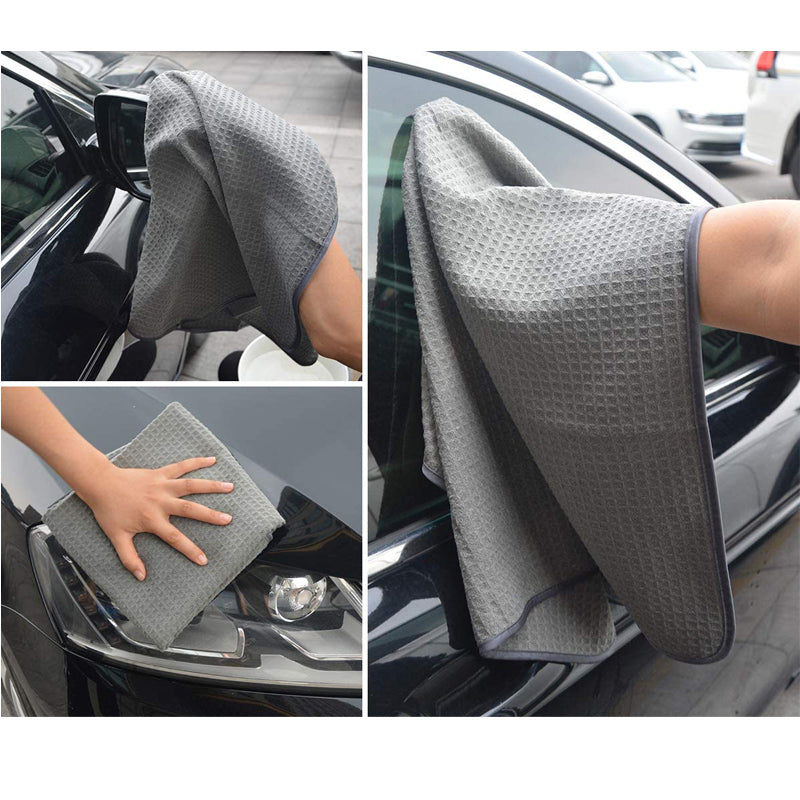 Waffle Weave Microfiber Towel (16"x24", 380GSM, Pack of 3) - CarCarez Auto Detailing Products and Car Wash Supplies