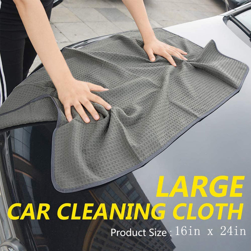 Waffle Weave Microfiber Towel (16"x24", 380GSM, Pack of 3) - CarCarez Auto Detailing Products and Car Wash Supplies