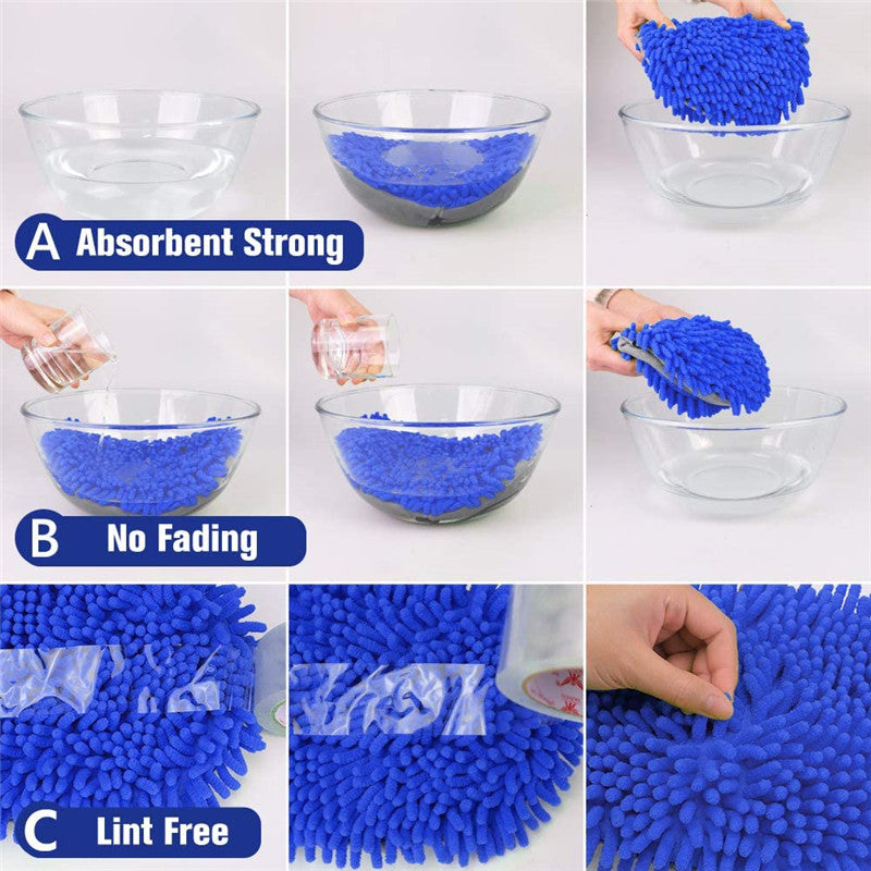 2-in-1 Telescopic Chenille Car Wash Mop w. Removable Wash Mitt (1.75-3.75 ft. Extension) - CarCarez Auto Detailing Products and Car Wash Supplies
