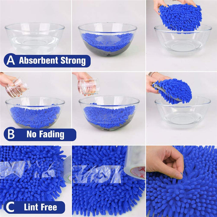 2-in-1 Telescopic Chenille Car Wash Mop w. Removable Wash Mitt (1.75-3.75 ft. Extension) - CarCarez Auto Detailing Products and Car Wash Supplies
