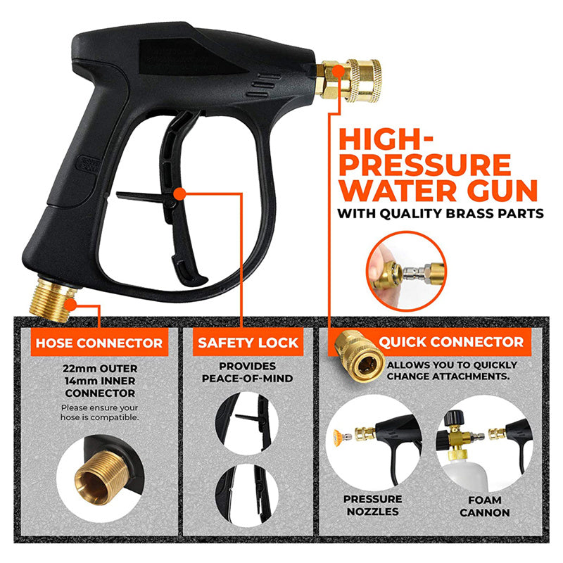 1/4" Snow Foam Washer Gun Car Wash Soap Lance Cannon Spray Pressure Jet Bottle - CarCarez Auto Detailing Products and Car Wash Supplies