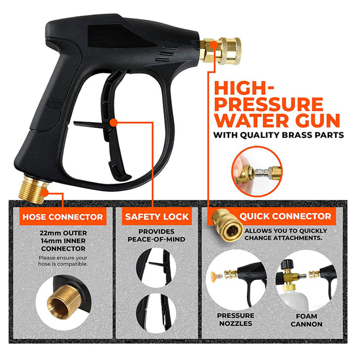 1/4" Snow Foam Washer Gun Car Wash Soap Lance Cannon Spray Pressure Jet Bottle - CarCarez Auto Detailing Products and Car Wash Supplies