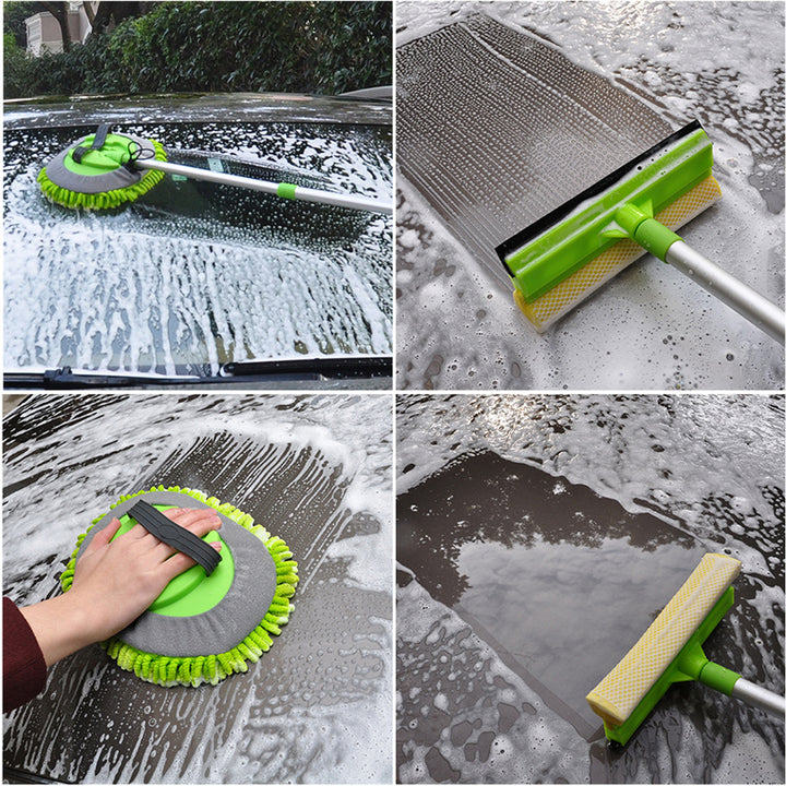 3-in-1 Chenille Wash Mop & Window Cleaner w. Removable Car Wash Mitt (3.75 ft.) - CarCarez Auto Detailing Products and Car Wash Supplies
