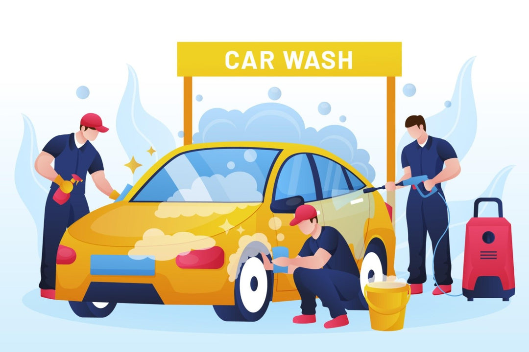 A side-by-side comparison of an auto wash kit and individual car cleaning tools, showcasing their features and benefits