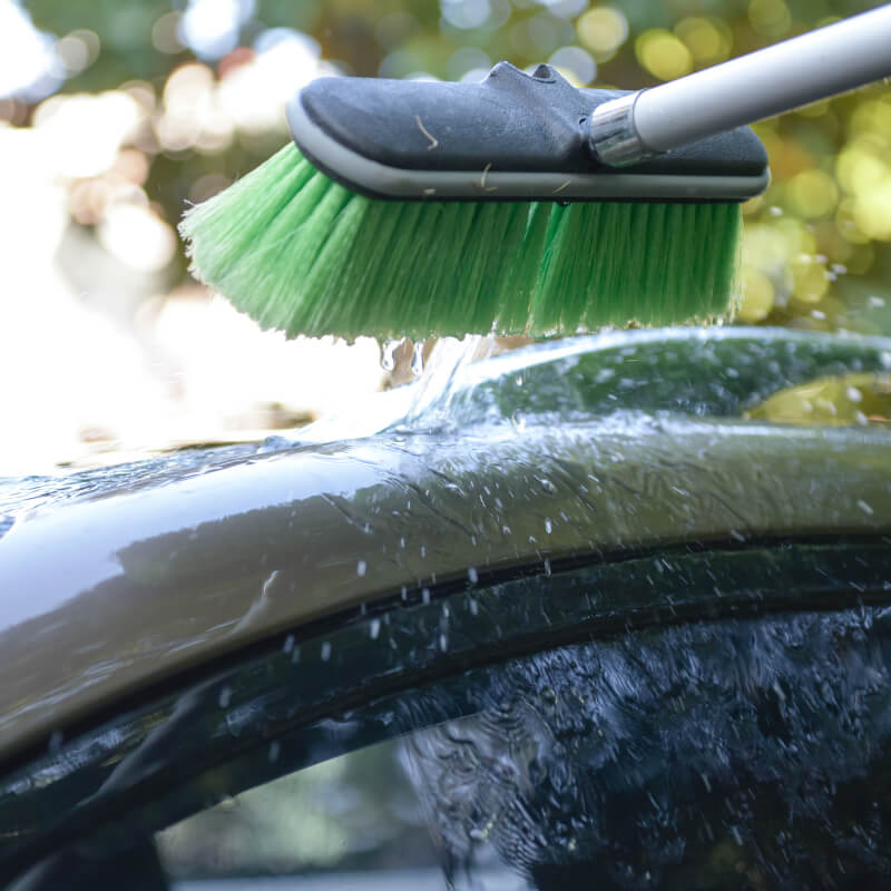 10" green Flow-Thru Brush Head w. Adjustable Pole - CarCarez Auto Detailing Products and Car Wash Supplies