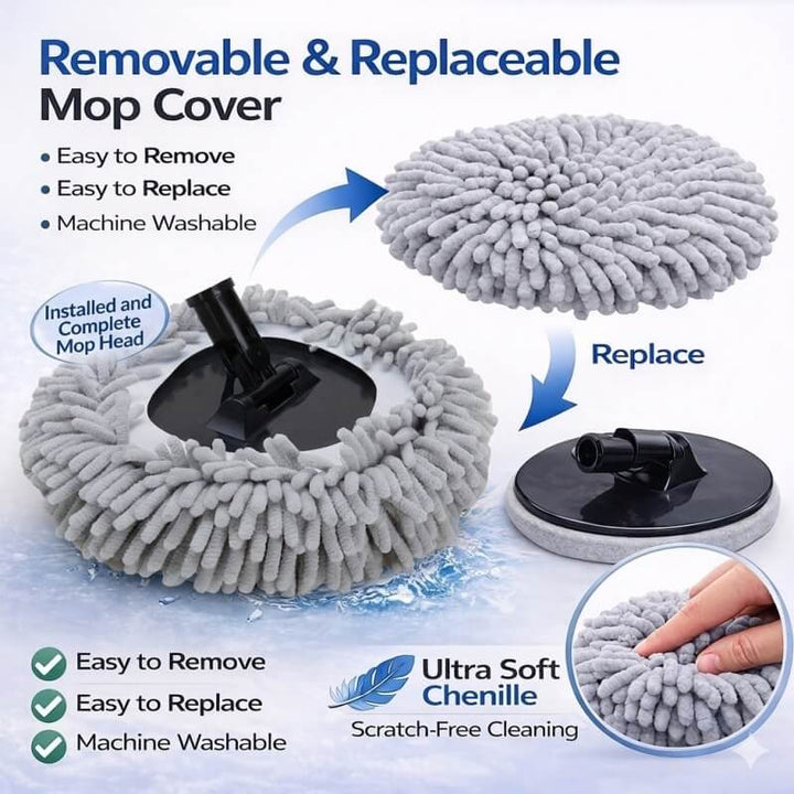 11" Chenille Microfiber Car Wash Mop – Replacement Cover, Base & Full Cleaning Kit