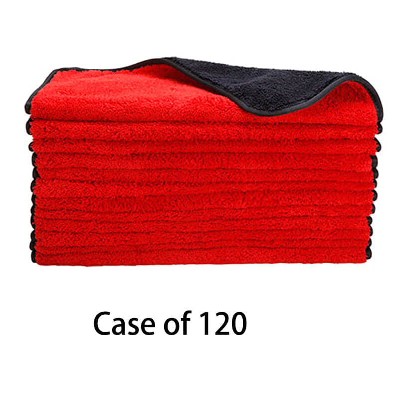 120 Pcs Royal Coral Fleece Microfiber Towel (16"x16", 880GSM) - CarCarez Auto Detailing Products and Car Wash Supplies