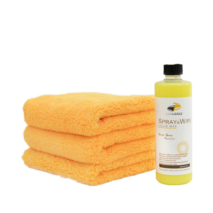 Spray & Wipe (Liquid Wax) Kit w. Edgeless Microfiber Towels - CarCarez Auto Detailing Products and Car Wash Supplies