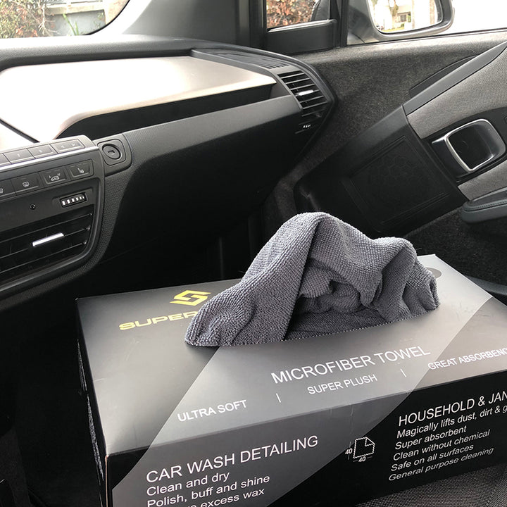 30pcs/box Microfiber Towels with Dispenser Box - CarCarez Auto Detailing Products and Car Wash Supplies